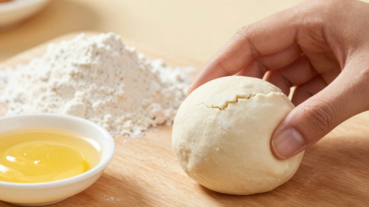 Close-up of hands shaping smooth Gulab Jamun dough with ingredients