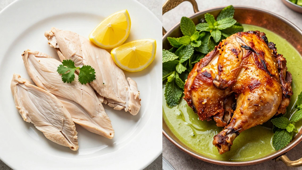 Comparison of lean chicken tikka and bone-in tandoori chicken